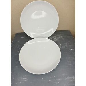 Crate & Barrel White Porcelain Dinner Plates 10.75" Made In China Set Of‎ 2